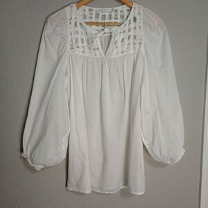 Anne Fontaine Voluminous Sleeves Peasant Poplin Top